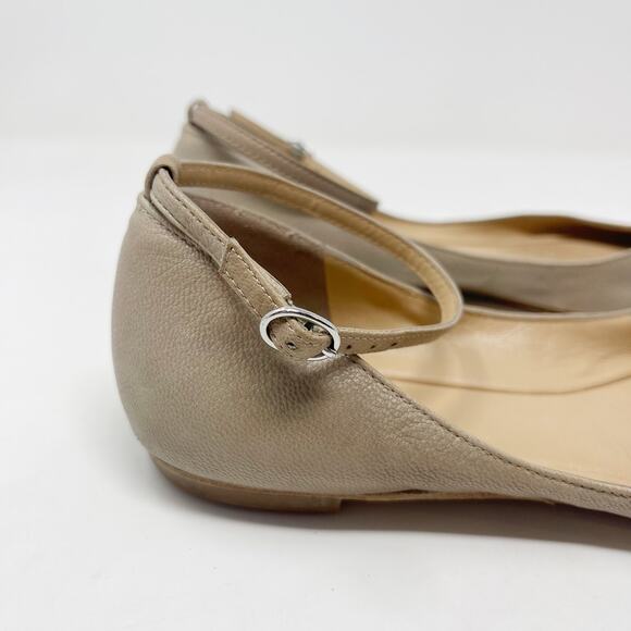 Belle by Sigerson Morrison Size 7.5 Cream Sable Flats Ankle Strap Pointed Toe - Picture 2 of 15